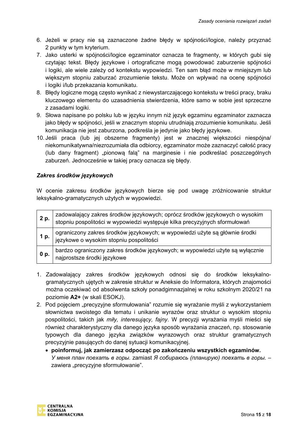odpowiedzi - język rosyjski podstawowy - matura 2021 - maj-15