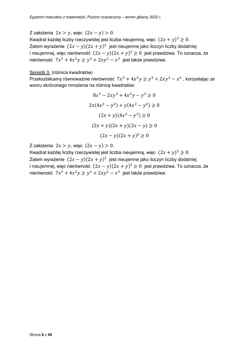 odpowiedzi - matematyka rozszerzony - matura 2022 - maj-06
