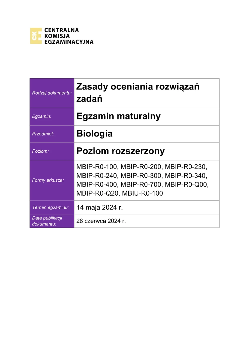 odpowiedzi - biologia - matura 2024 - maj - 0001