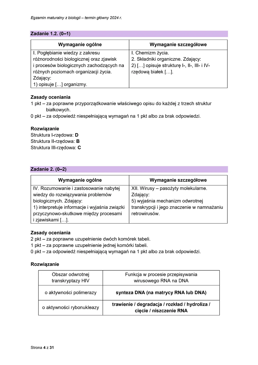 odpowiedzi - biologia - matura 2024 - maj - 0004