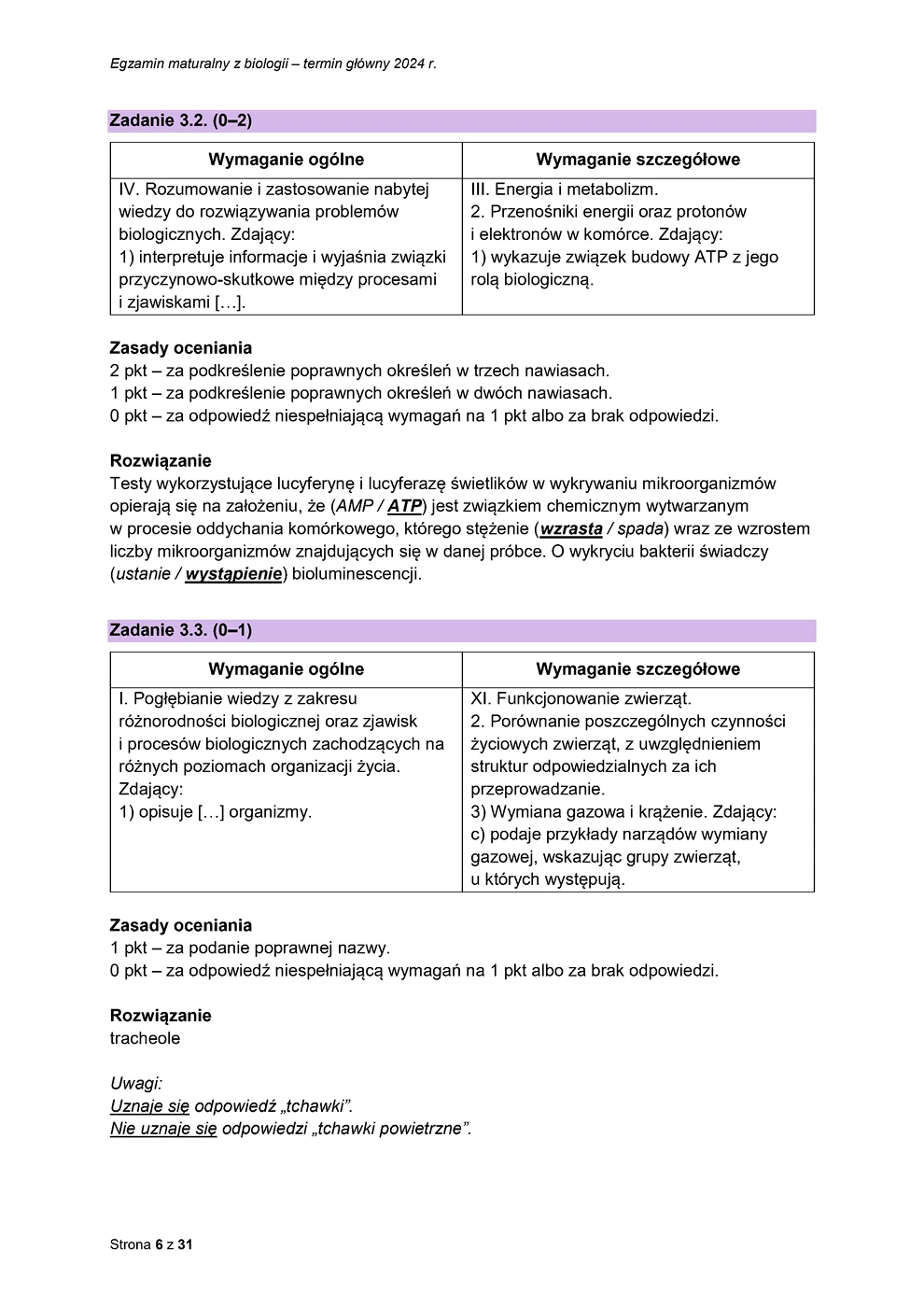 odpowiedzi - biologia - matura 2024 - maj - 0006