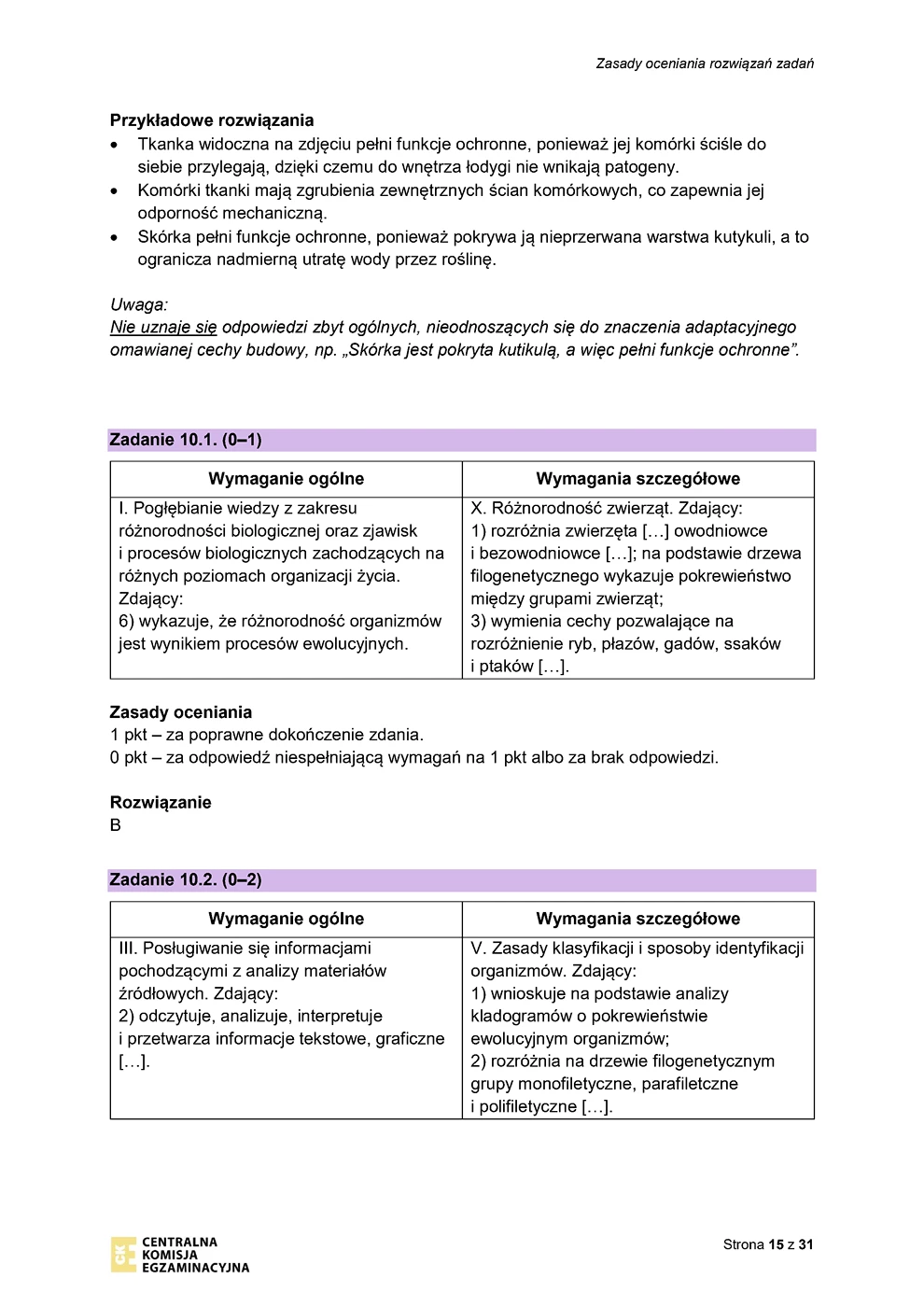 odpowiedzi - biologia - matura 2024 - maj - 0015