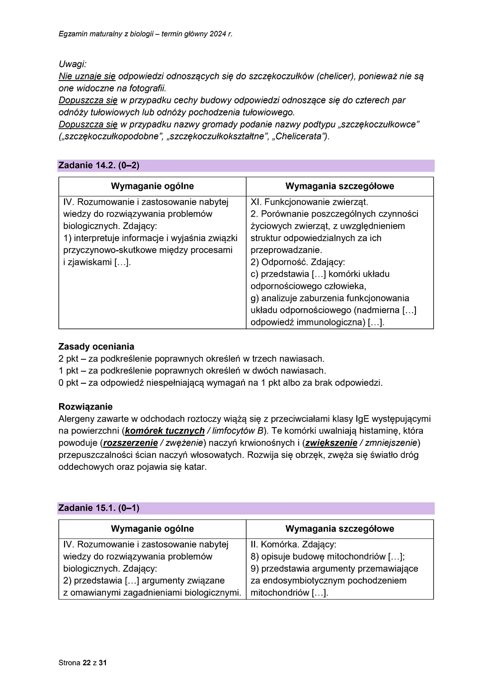 odpowiedzi - biologia - matura 2024 - maj - 0022