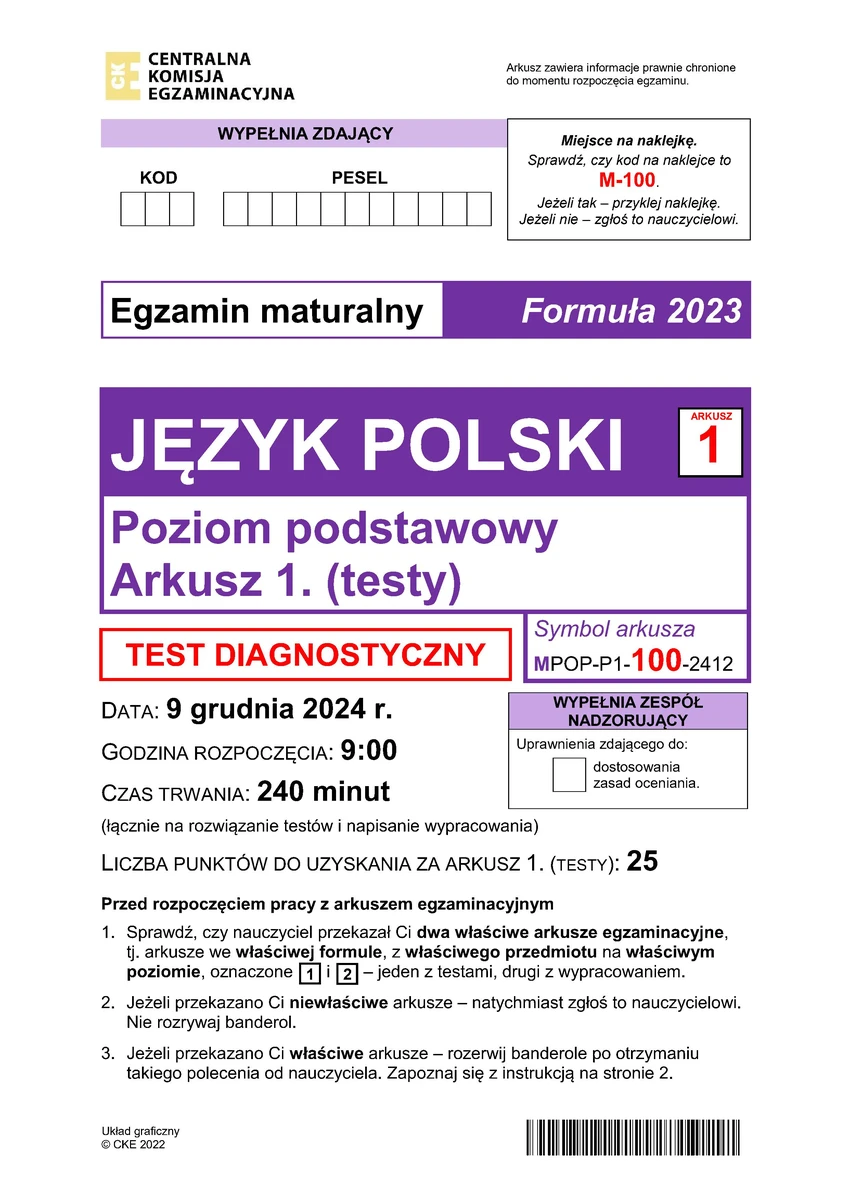 arkusz 1 test - języka polski - matura 2025 pp próbna - 0001