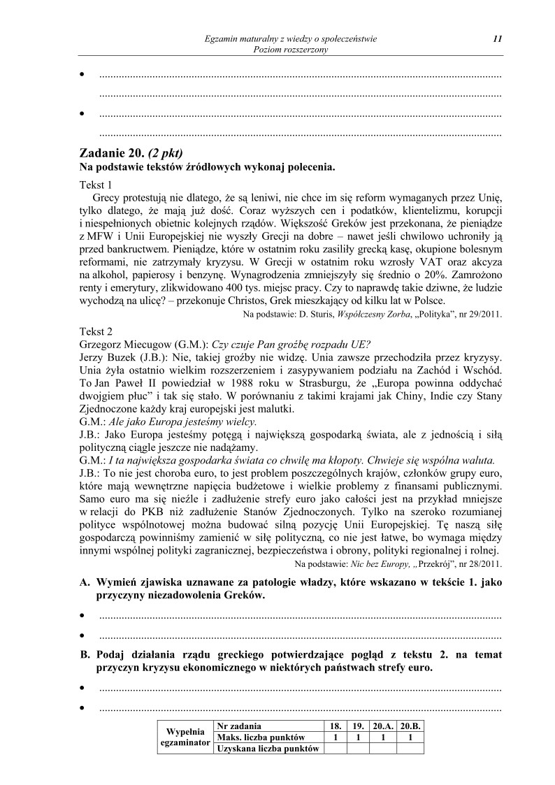 Pytania - wiedza o społeczeństwie, p. rozszerzony, matura 2013-strona-11