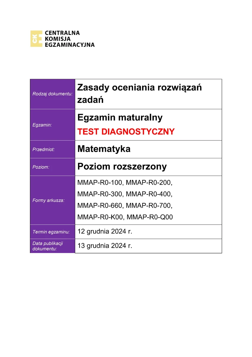  odpowiedzi - matematyka rozszerzony - matura 2025 próbna - 0001