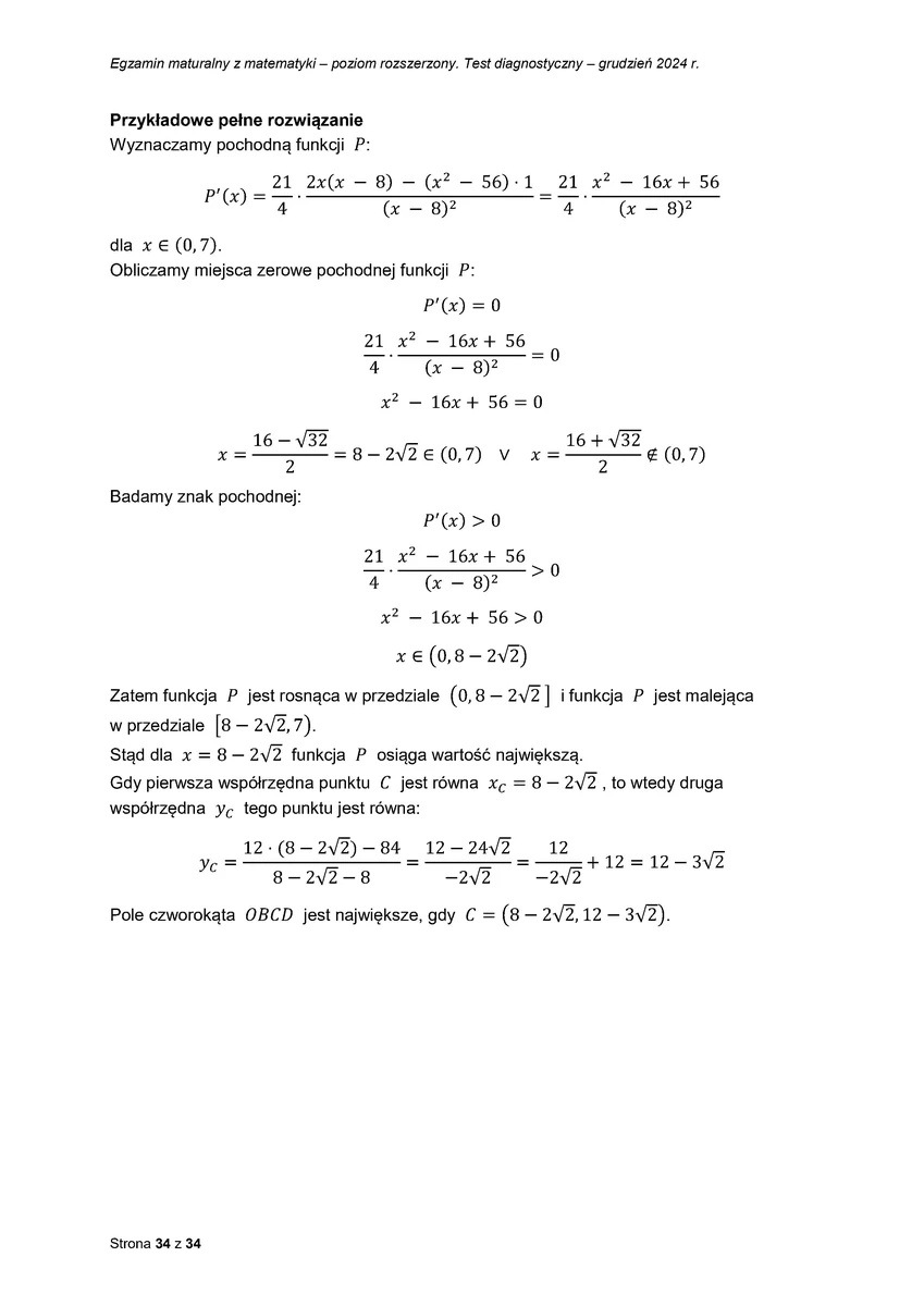  odpowiedzi - matematyka rozszerzony - matura 2025 próbna - 0034