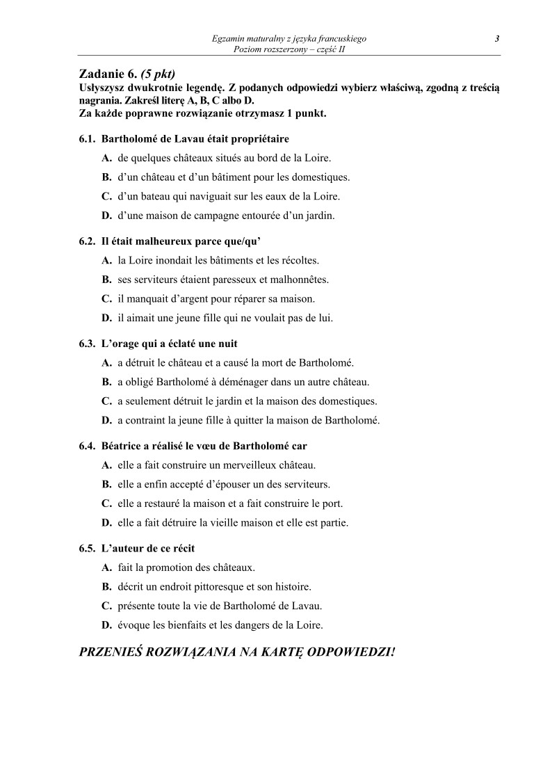 Pytania - język francuski, p. rozszerzony, część II - matura 2013-strona-03
