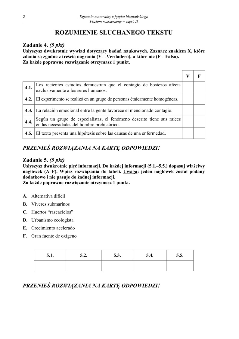 Pytania - język hiszpański, p. rozszerzony, cz. II - matura 2013-strona-02