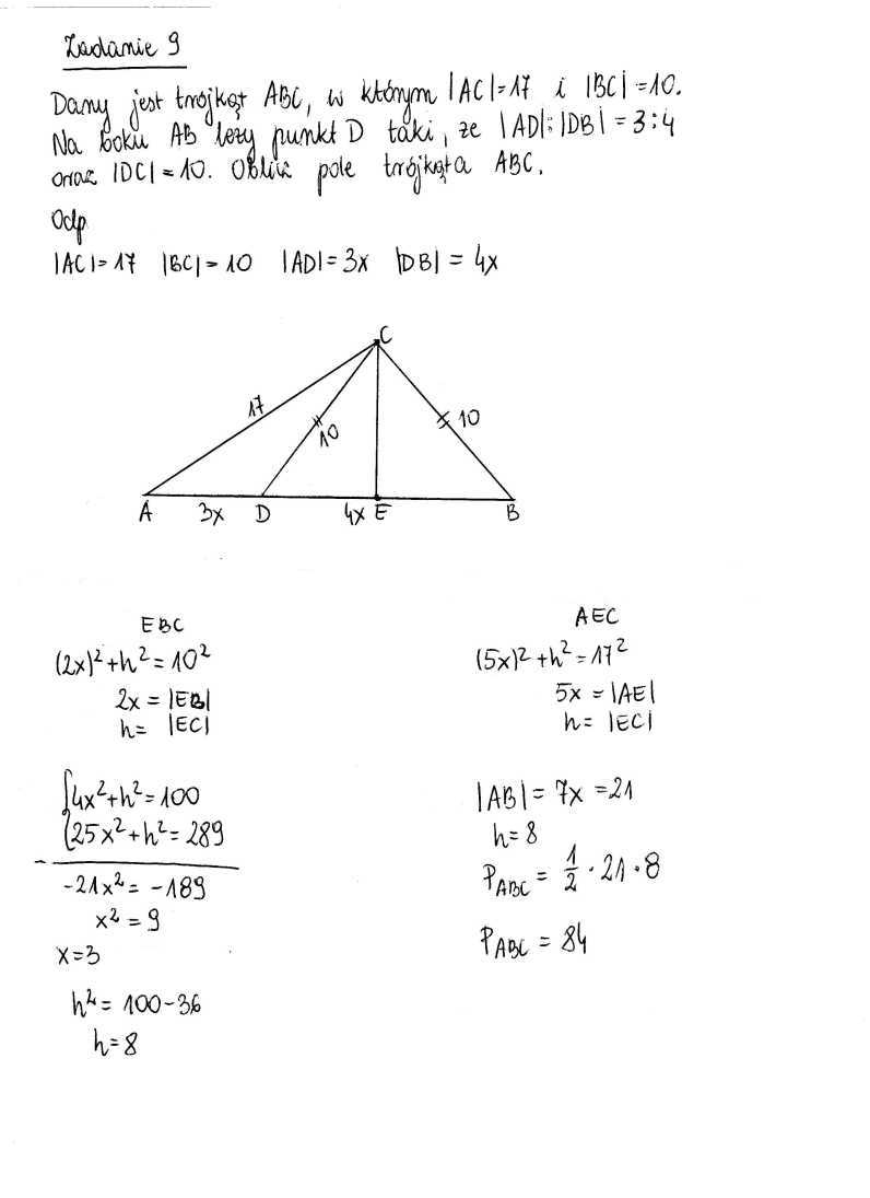 Odpowiedzi - zad. 09 - matematyka, p. rozszerzony, matura 2013